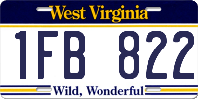WV license plate 1FB822