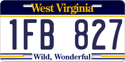 WV license plate 1FB827