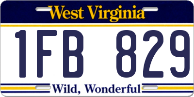 WV license plate 1FB829