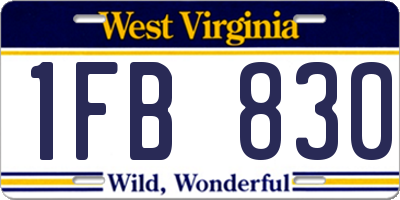 WV license plate 1FB830
