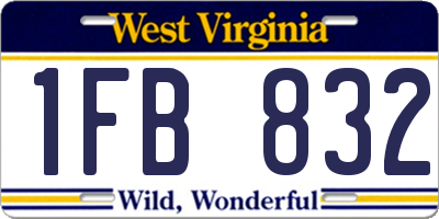 WV license plate 1FB832