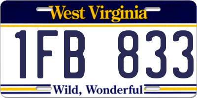 WV license plate 1FB833