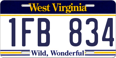 WV license plate 1FB834
