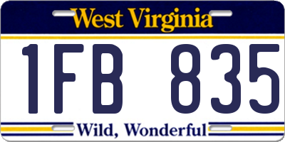 WV license plate 1FB835