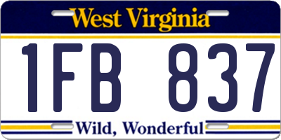 WV license plate 1FB837