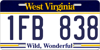 WV license plate 1FB838