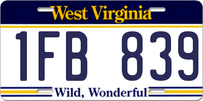 WV license plate 1FB839