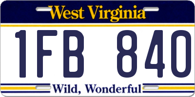 WV license plate 1FB840