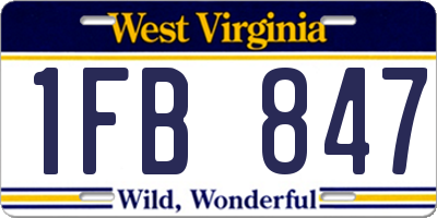WV license plate 1FB847
