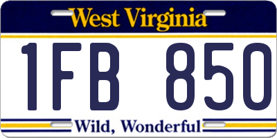 WV license plate 1FB850