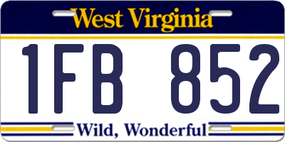 WV license plate 1FB852