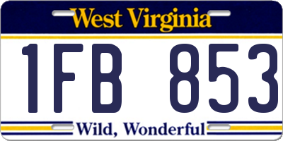 WV license plate 1FB853