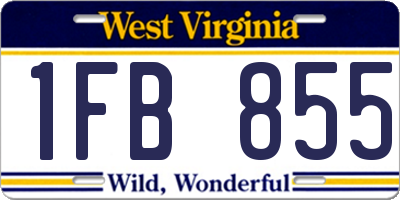 WV license plate 1FB855