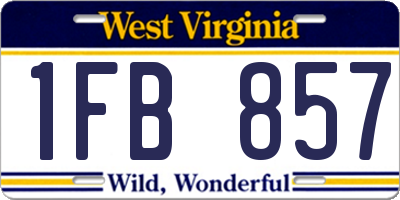 WV license plate 1FB857