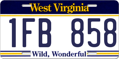 WV license plate 1FB858