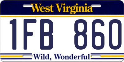 WV license plate 1FB860