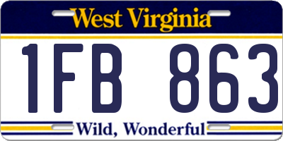 WV license plate 1FB863