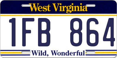 WV license plate 1FB864