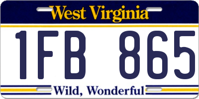 WV license plate 1FB865