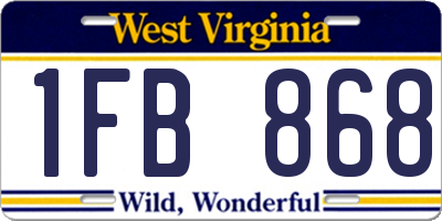 WV license plate 1FB868