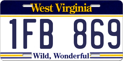 WV license plate 1FB869