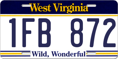 WV license plate 1FB872
