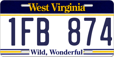 WV license plate 1FB874