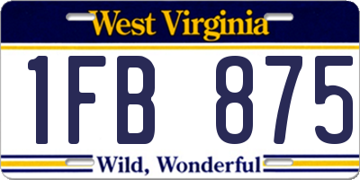 WV license plate 1FB875