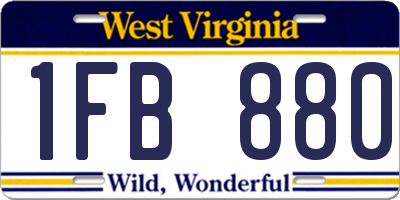 WV license plate 1FB880