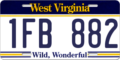WV license plate 1FB882