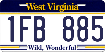 WV license plate 1FB885