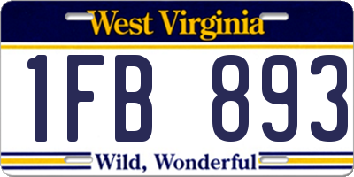 WV license plate 1FB893