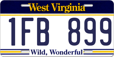 WV license plate 1FB899