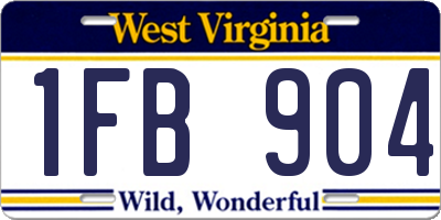 WV license plate 1FB904