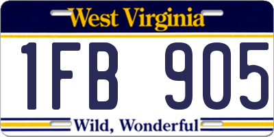 WV license plate 1FB905
