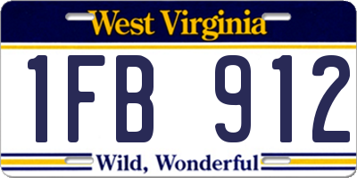 WV license plate 1FB912
