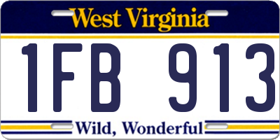 WV license plate 1FB913