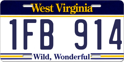 WV license plate 1FB914