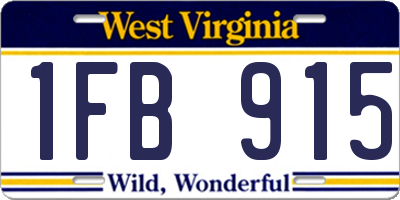 WV license plate 1FB915
