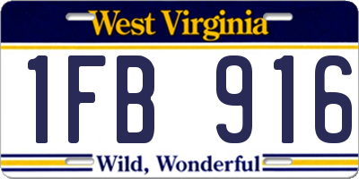 WV license plate 1FB916