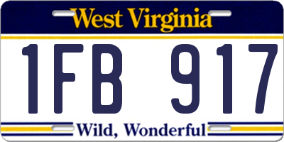 WV license plate 1FB917
