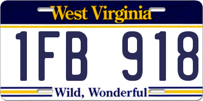 WV license plate 1FB918