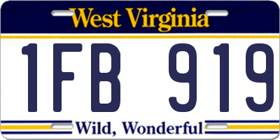 WV license plate 1FB919
