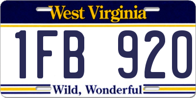 WV license plate 1FB920
