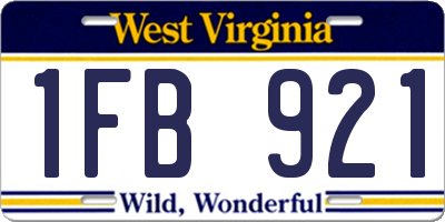 WV license plate 1FB921