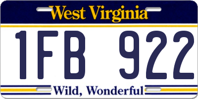 WV license plate 1FB922