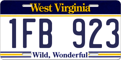 WV license plate 1FB923