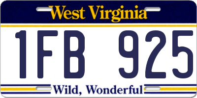 WV license plate 1FB925