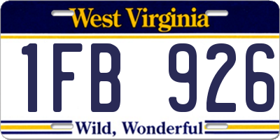 WV license plate 1FB926