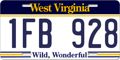 WV license plate 1FB928